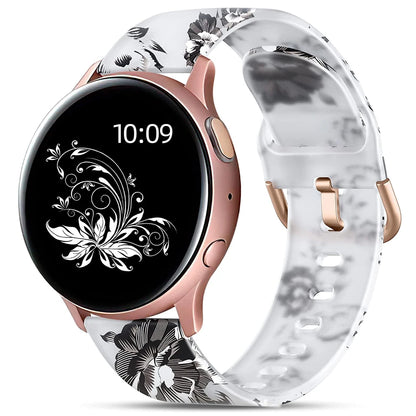 20mm Floral Band For Huami Amazift GTS 4/2/2e/3/GTS2 Mini/GTR 42mm Watch Bracelet Amazfit Bip 3 Pro Transparent Silicone Strap