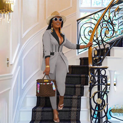 Elegant Suits  Women Corset Blazer and Legging Pants Matching Two 2 Piece Set Outfits Streetwear Lady Tracksuit