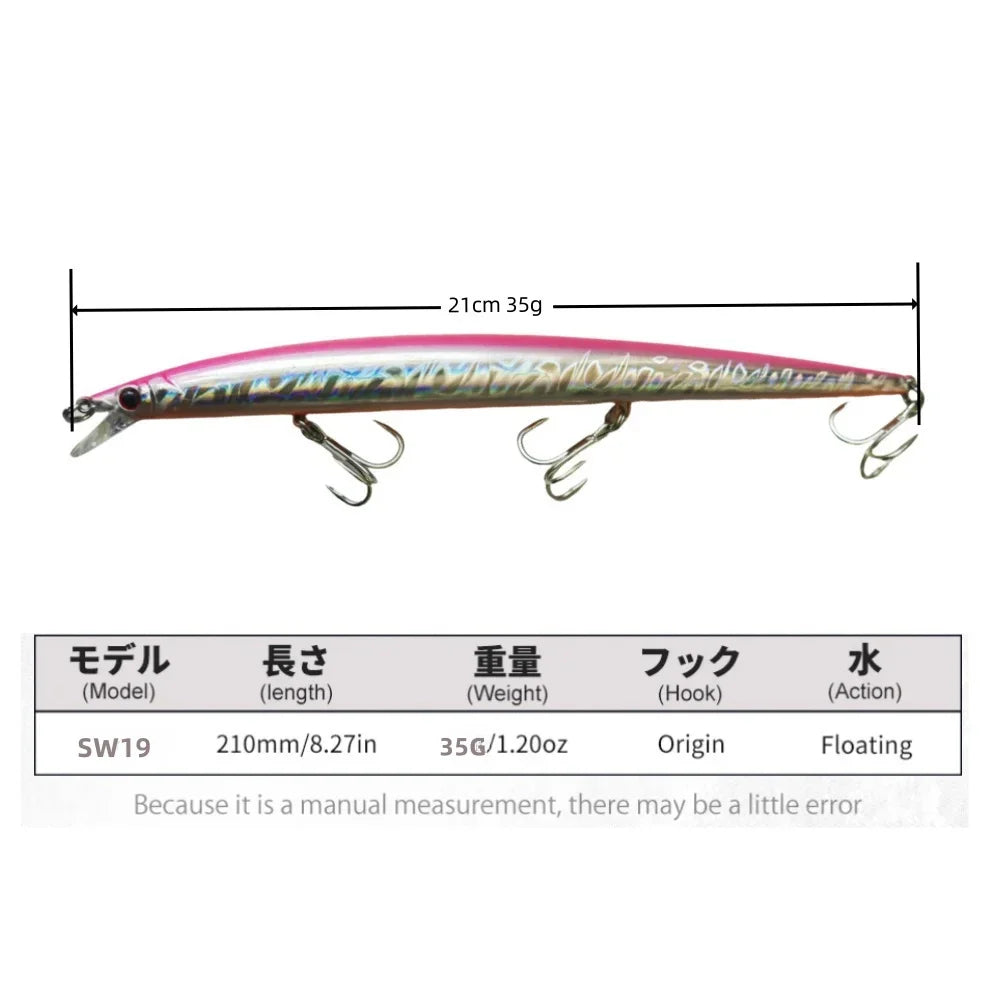 Minnow Longcast Jerkbait Fishing Lure 210mm 35G Off Shore Saltwater