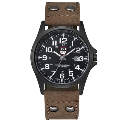 Genuine XINEW Brand Men Watches Black Students Fashion Leather Band Sports Date Quartz Wrist Watch Montre Homme Reloj Hombre