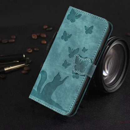 IPhone 17 Flip Case for Coque iPhone 15 16 14 13 12 11 Pro Max iPhon 15 Plus Cases Cute Cat Butterfly Leather Wallet Back Cover