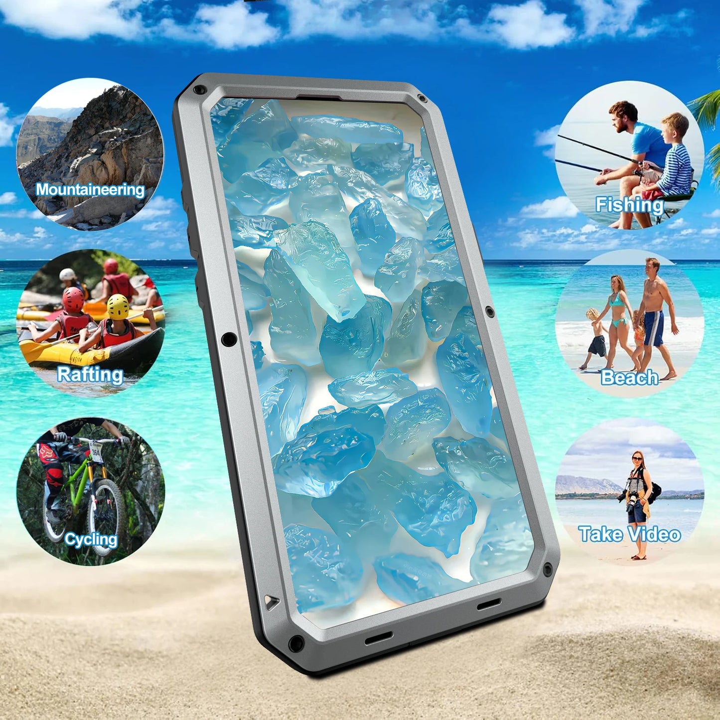 Shockproof Metal Glass Case for iPhone 17 16 15 14 Plus 13 12 11 Pro Max XR Xs Max SE 8 7 Heavy Duty Anti-slip Anti-Abrasion