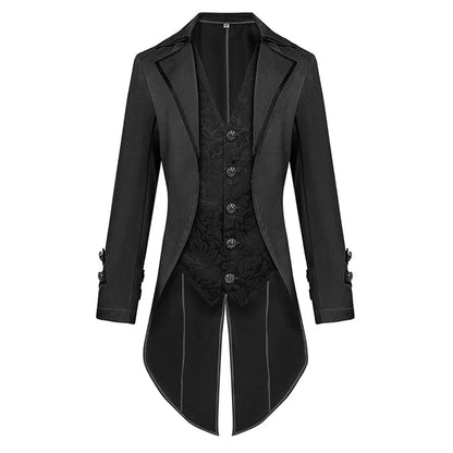 Men Steampunk Gothic Victorian Jacket Vintage Tailcoat Medieval Frock Coat Uniform Renaissance Halloween Pretend Play Costume