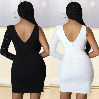 Fashionable Sexy Spaghetti Strap Rhinestone Embellished Cross-Border Summer Dress European American Style