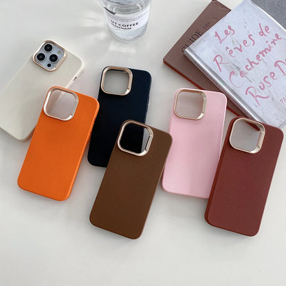 Luxury Leather Liquid Silicone Case For iPhone 17 16 Pro Max 15 14 Plus 13 11 12 Plating Shockproof Back Cover Solid Color Funda