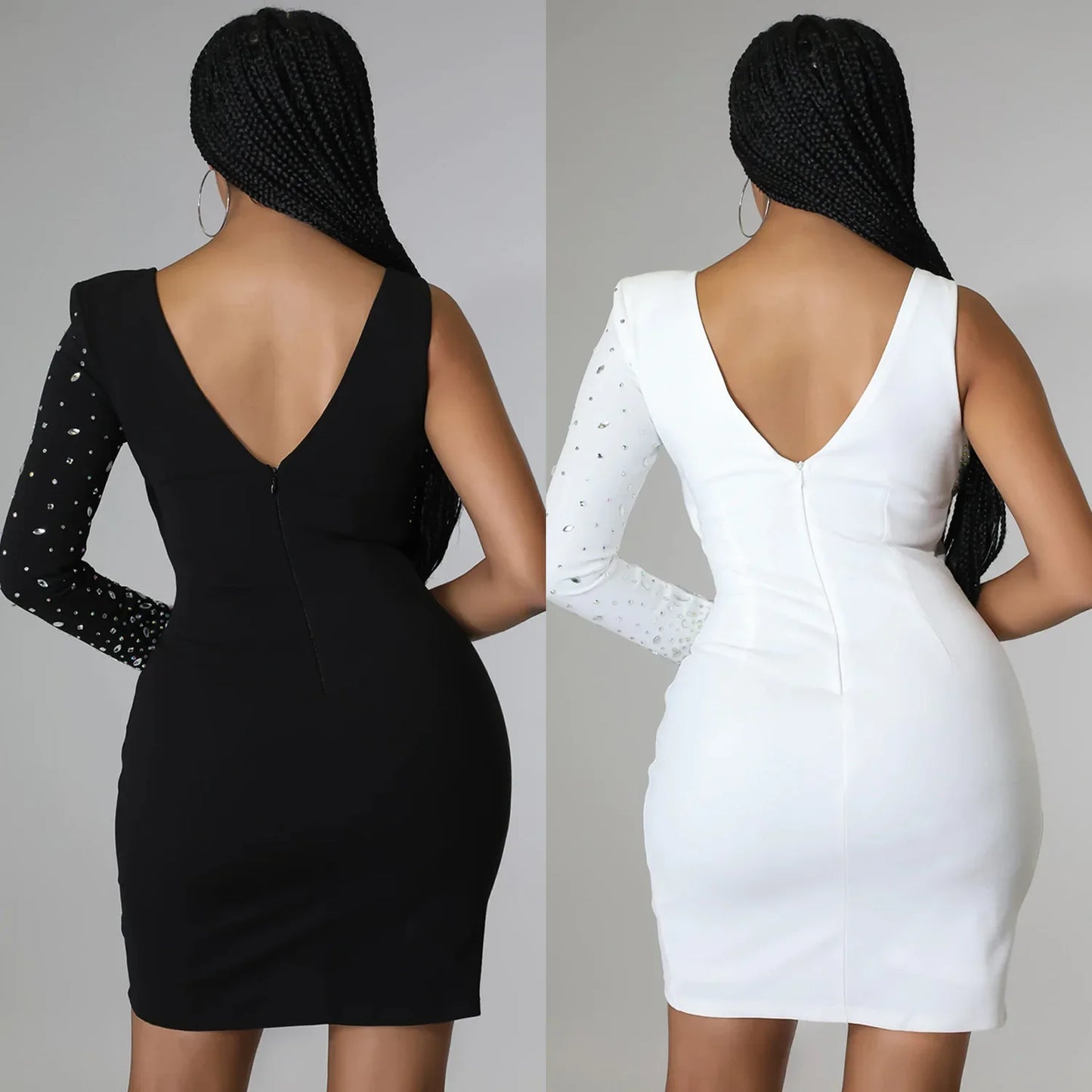 Fashionable Sexy Spaghetti Strap Rhinestone Embellished Cross-Border Summer Dress European American Style