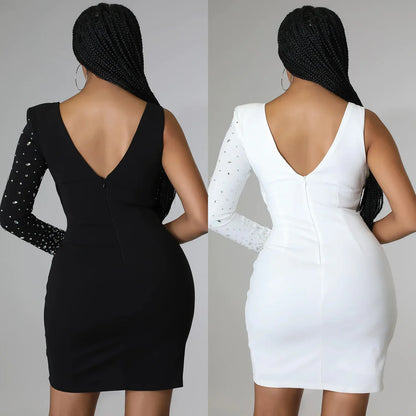 Fashionable Sexy Spaghetti Strap Rhinestone Embellished Cross-Border Summer Dress European American Style