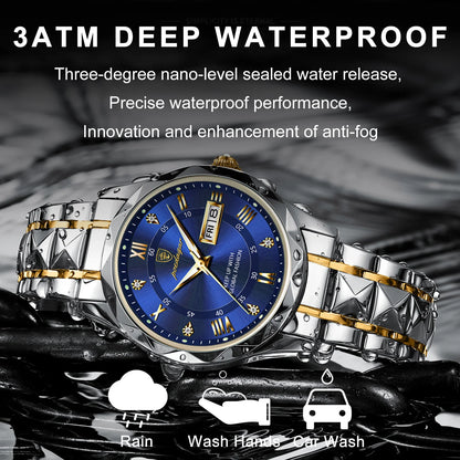 POEDAGAR Business Luxury Men's Watches Waterproof Stainless Steel Luminous Man Wristwatch Date Week Sport Men Quartz Watch Reloj