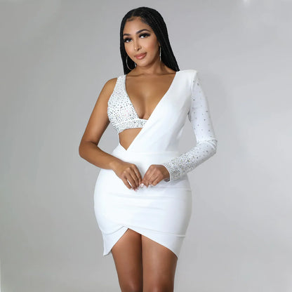 Fashionable Sexy Spaghetti Strap Rhinestone Embellished Cross-Border Summer Dress European American Style