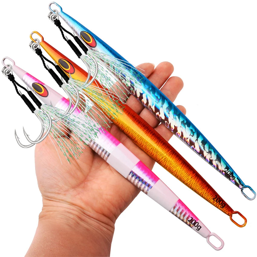 Metal Sea Fishing Jig Lure 200g 160g 100g 80g Switch Fast Sinking Metal Jig Jigging Bait