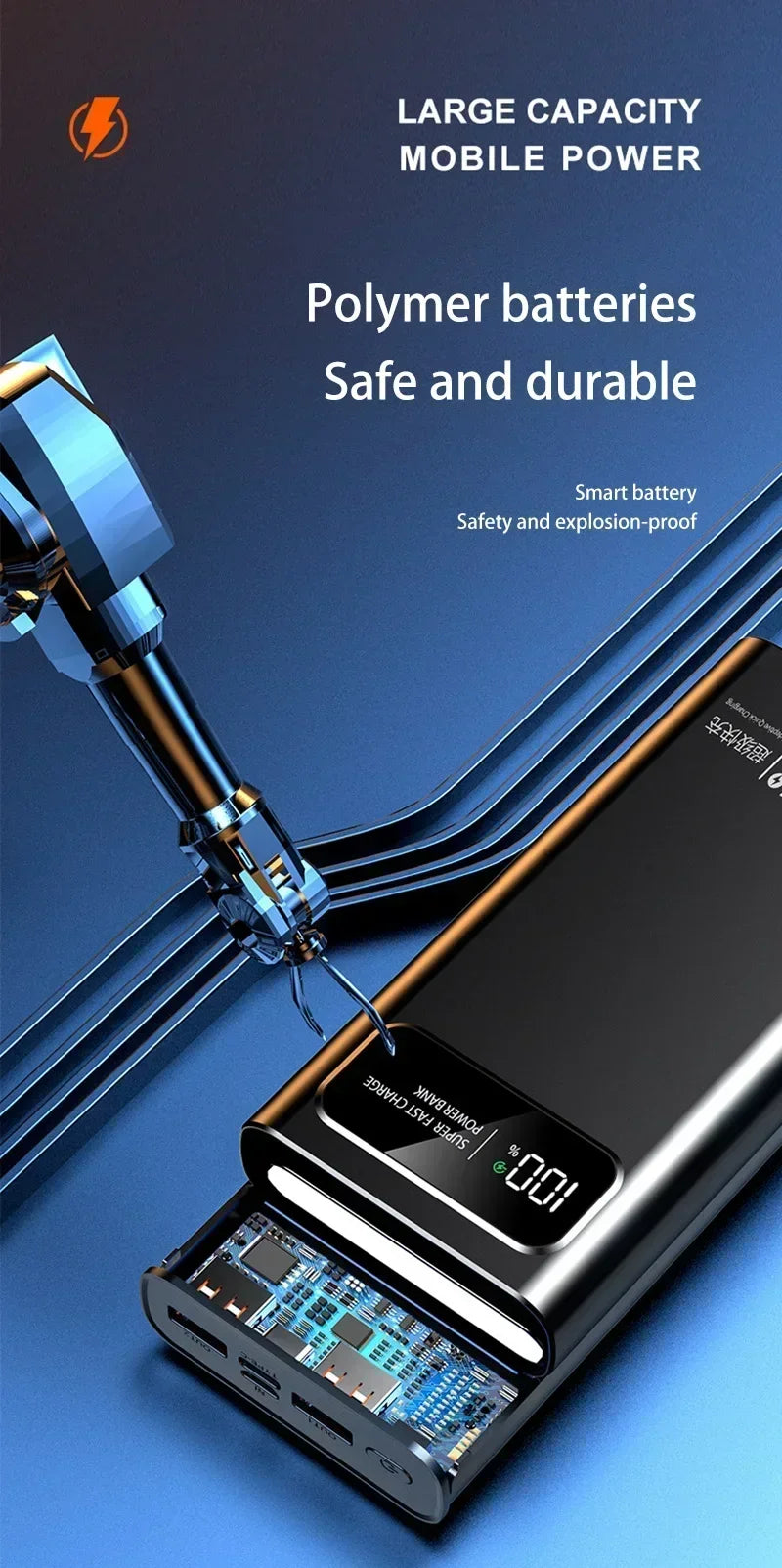 Xiaomi MIJIA 200000mAh Ultra large Capacity Power Bank 120W Fast Charging Portable Digital Display Power Bank For iPhone Samsung