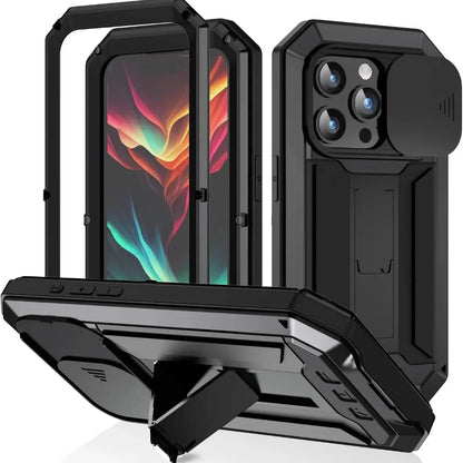 Heavy Duty Rugged Metal Case for iPhone, Case for iPhone 17 16 15 14, 13 Pro Max, Screw Military Shockproof Cover with Screen Ca