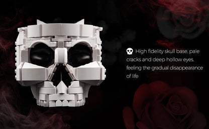 SupreOwls Skull Flowers Building Blocks Set Gothic Roses Bouquet Toy Skeleton Planter Pot Floral Decor Halloween Gifts for Adult