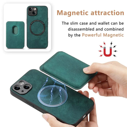 Vintage Leather Case with Detachable Magnetic Wallet Card Holder For iPhone 17 Air 16e 16 Pro Max 15 14 Plus 13 12 11