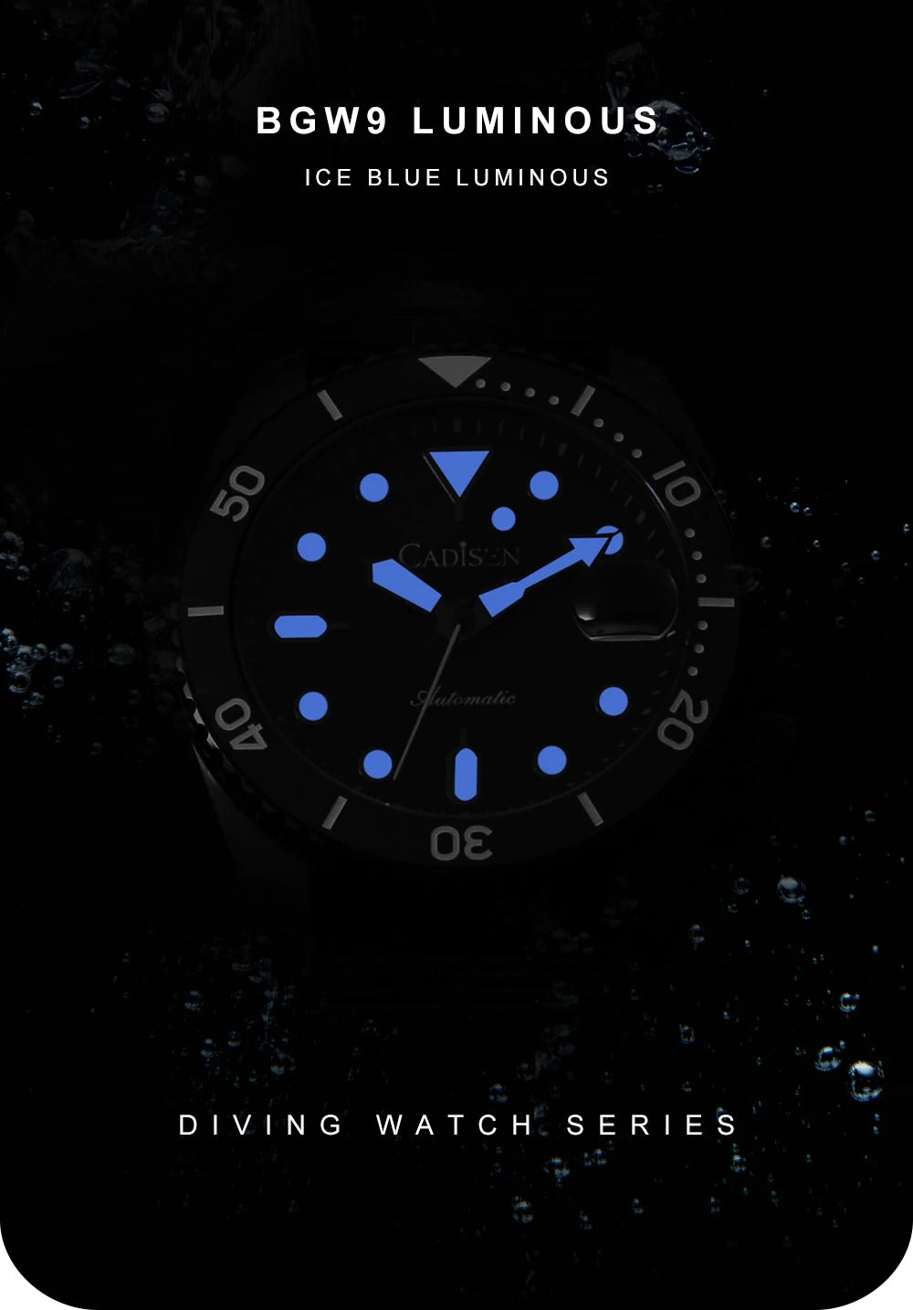 New CADISEN BGW9 Strong Glow Business Watch Diving Men's Automatic Watches Men Mechanical Wristwatch 200m Waterproof  Japan NH35