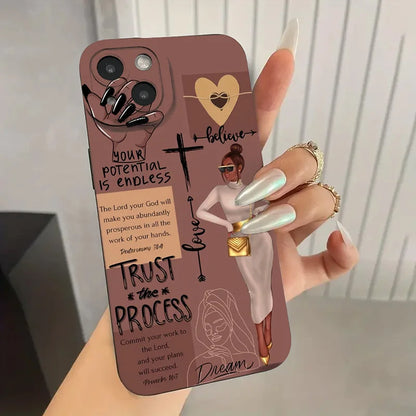 Fashionable Girl Illustration Phone Case For iPhone 17 16 15 14 13 12 11 16E X XR XS SE2 8 7 Plus Pro Max Mini Air Back Cover