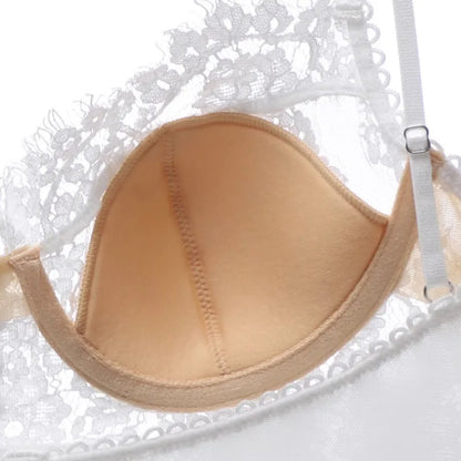 Women's Bra Panty Set Sexy Adult Lingerie Transparent Underwear Ultra-thin Lace Bra Anti-sagging Bra Summer French Pure Desire