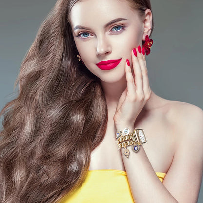 Stylish Metal Charms Watch Strap Compatible with Apple Watch Bands 38/40/41/42/44/45/49mm Replacement Strap with Unique Pendants