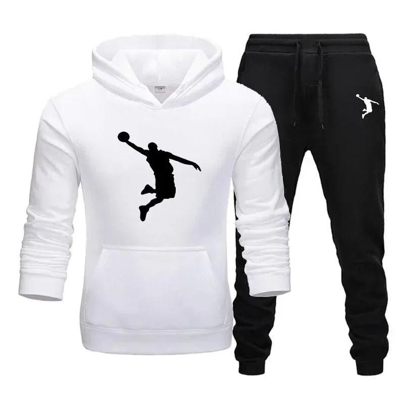 A new 2-piece set for men's casual sports hooded pullovers and sweatpants for outdoor jogging in Europe and America in 2025