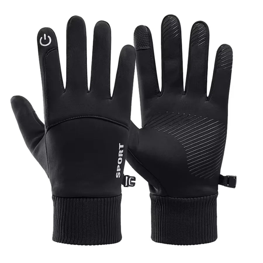 Autumn Winter Outdoor Cycling Gloves Gym Fitness Sports Running Warm Touch Screen Nonslip Gloves Motorcycle Gloves Men Black - Japan 4 All