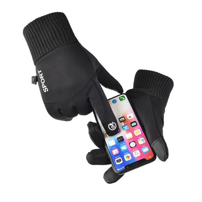 Autumn Winter Outdoor Cycling Gloves Gym Fitness Sports Running Warm Touch Screen Nonslip Gloves Motorcycle Gloves Men Black - Japan 4 All