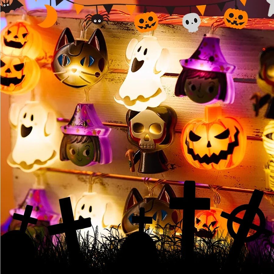 Halloween Party LED String Lights Ghost Pumpkin Spider Web Hanging Lamp For Halloween Home Indoor Outdoor Decoration Props 2024 - Japan 4 All