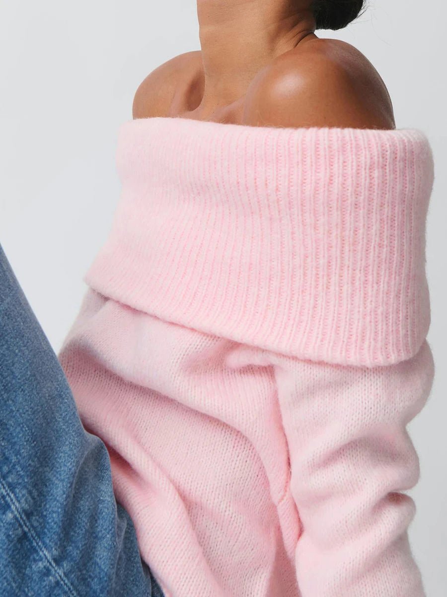 hirigin Women Y2k Off Shoulder Sweater Relaxed Fit Long Sleeve Strapless Knit Pullover Top Sexy Aesthetic Fall Streetwear - Japan 4 All