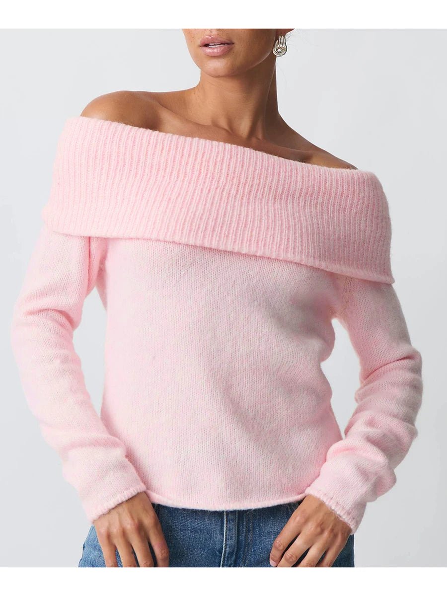 hirigin Women Y2k Off Shoulder Sweater Relaxed Fit Long Sleeve Strapless Knit Pullover Top Sexy Aesthetic Fall Streetwear - Japan 4 All