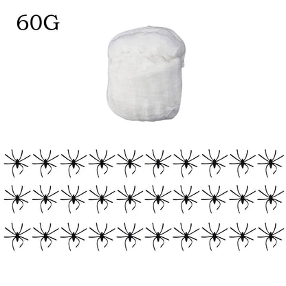 New 2024 Luminous Spider Webs Glow In The Dark Spider Webs Decorations Stretch Spider Webs With Fake Spider Halloween Cobwebs - Japan 4 All
