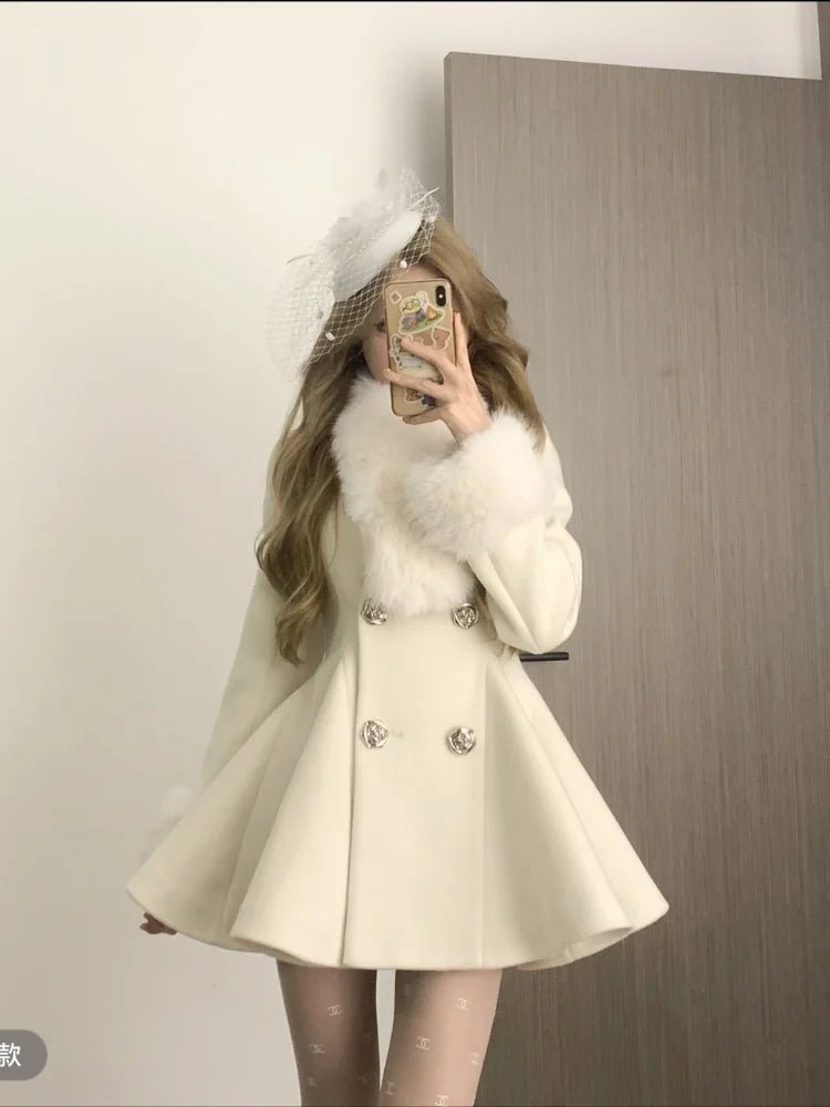 Overcoat Woolen Coat Women 2025 Autumn Winter New Thicked Warm Jackets Y2k Slim Waist Subcultural American Tops Mujer - Japan 4 All