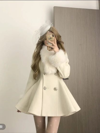 Overcoat Woolen Coat Women 2025 Autumn Winter New Thicked Warm Jackets Y2k Slim Waist Subcultural American Tops Mujer - Japan 4 All