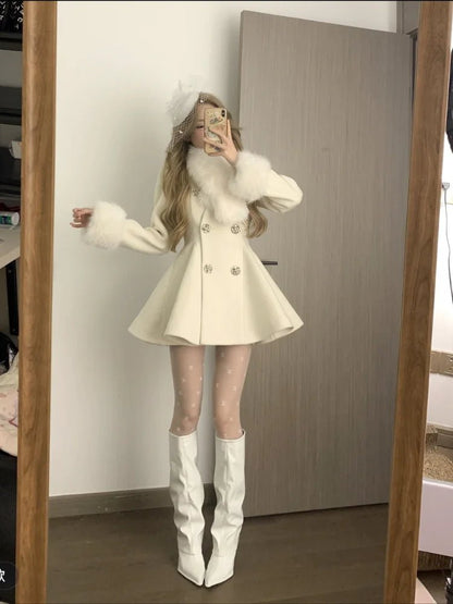 Overcoat Woolen Coat Women 2025 Autumn Winter New Thicked Warm Jackets Y2k Slim Waist Subcultural American Tops Mujer - Japan 4 All